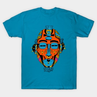 Orange Blue African Mask 5 T-Shirt